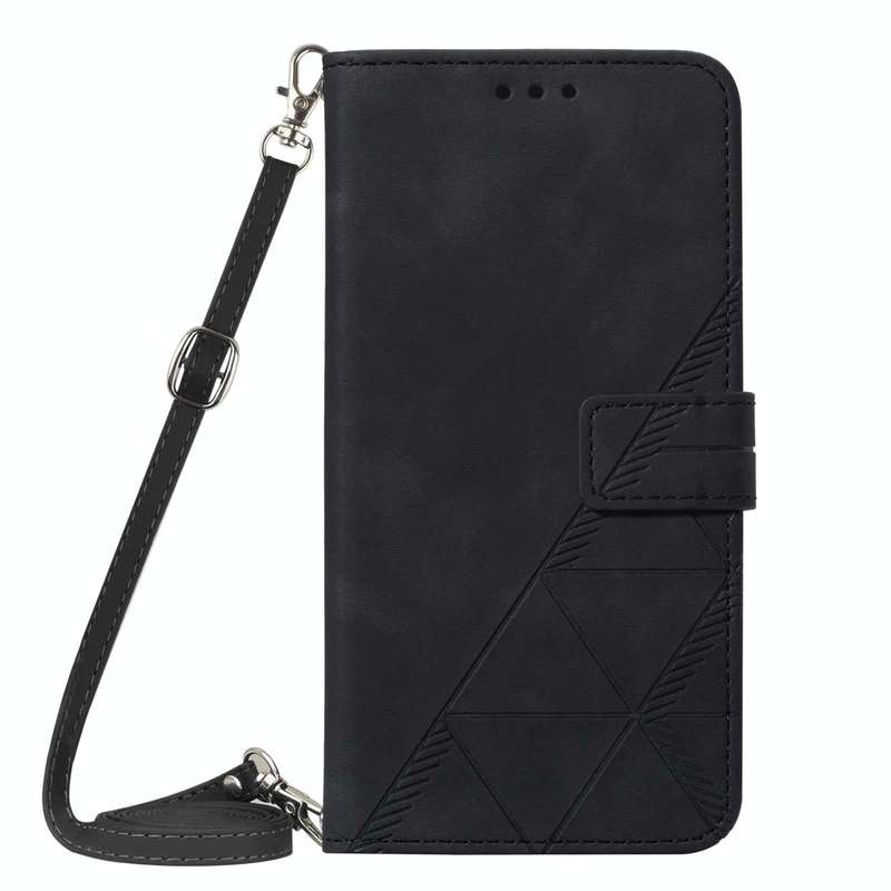 For Samsung Galaxy A12 / M12 Crossbody 3D Embossed Flip Leather Phone Case(Black)