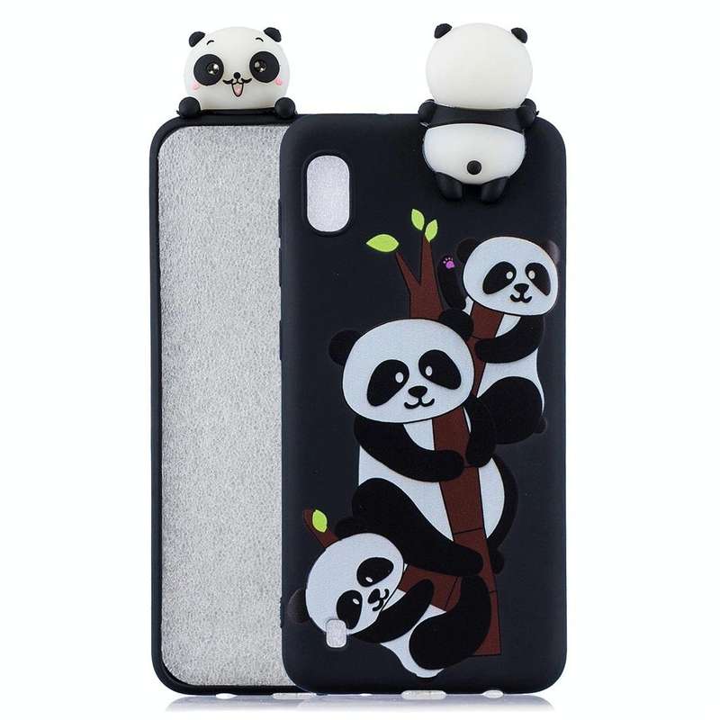 For Galaxy A10 Shockproof Cartoon TPU Protective Case(Three Pandas)