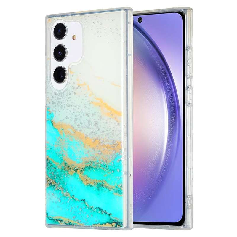 For Samsung Galaxy A54 5G Dual-side IMD Marble Phone Case(White Green)