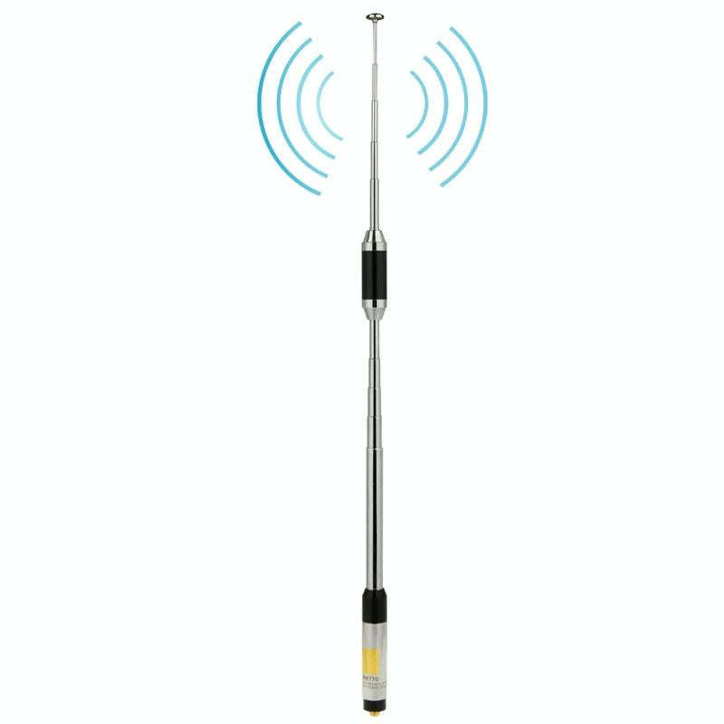 RH770 Dual Band 144/430MHz High Gain SMA-F Telescopic Handheld Radio Antenna for Walkie Talkie, A...