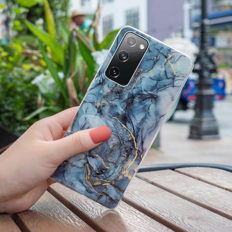 For Samsung Galaxy S20 FE 5G IMD Marble Pattern TPU Phone Case(Grey)