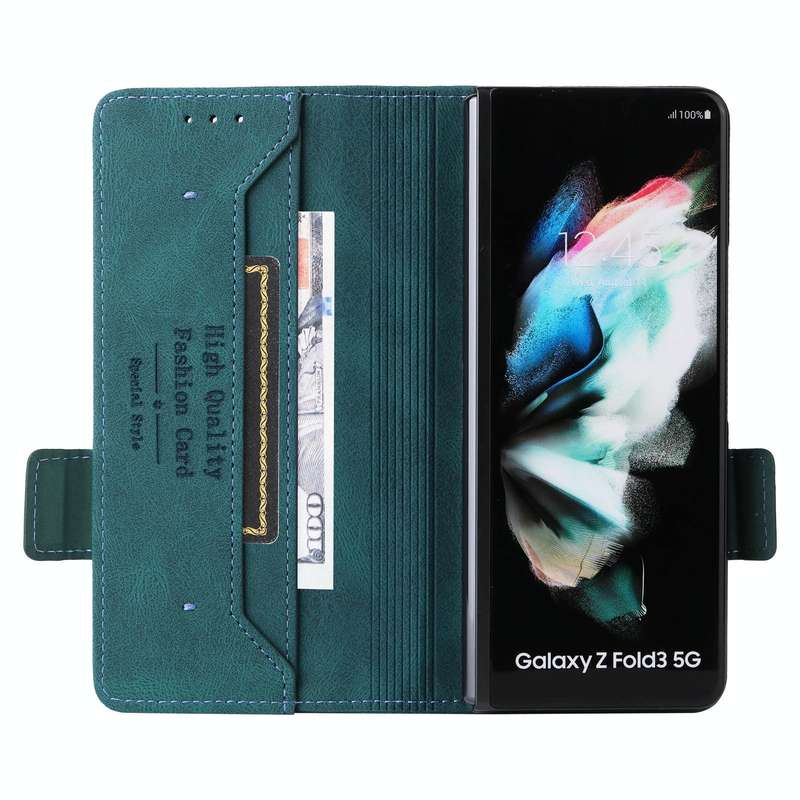 For Samsung Galaxy Z Fold3 5G Magnetic Clasp Flip Leather Phone Case(Green)