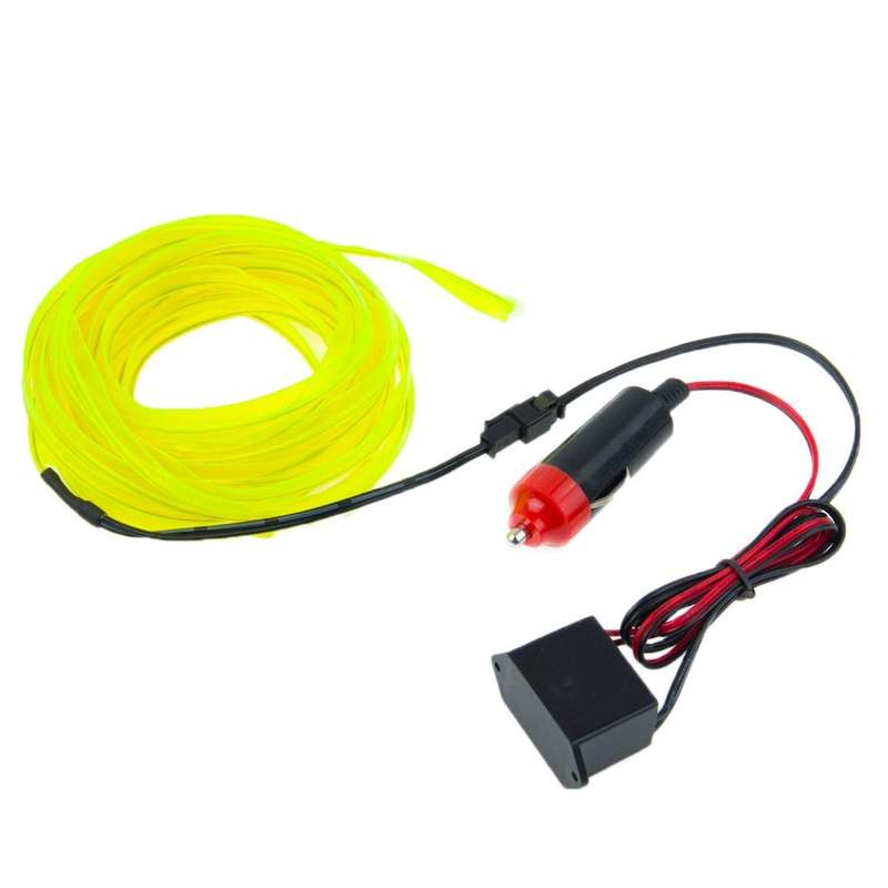 EL Cold Fluorescent Green Light Waterproof Flat Flexible Car Strip Light with Driver for Car Deco...
