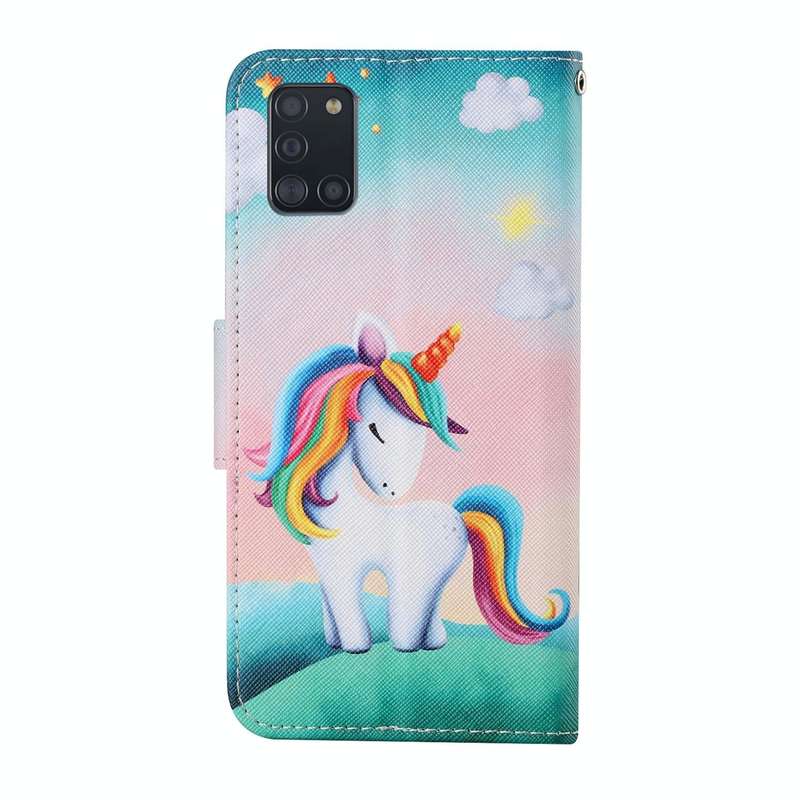 For Samsung Galaxy A31 Colored Drawing Pattern Horizontal Flip Leather Case with Holder & Card Sl...