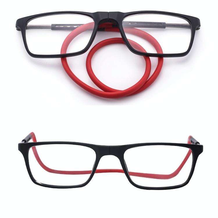 Anti Blue-ray Adjustable Neckband Magnetic Connecting Presbyopic Glasses, +3.00D(Black)