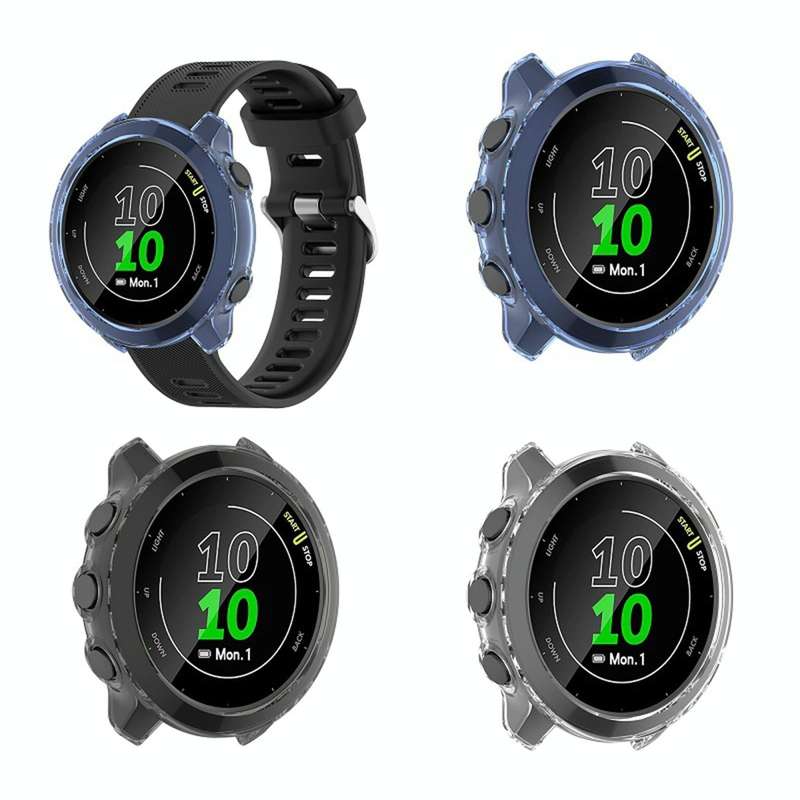 For Garmin Forerunner 158 / 55 Half Coverage Hollowed TPU Protective Case(Transparent Black)