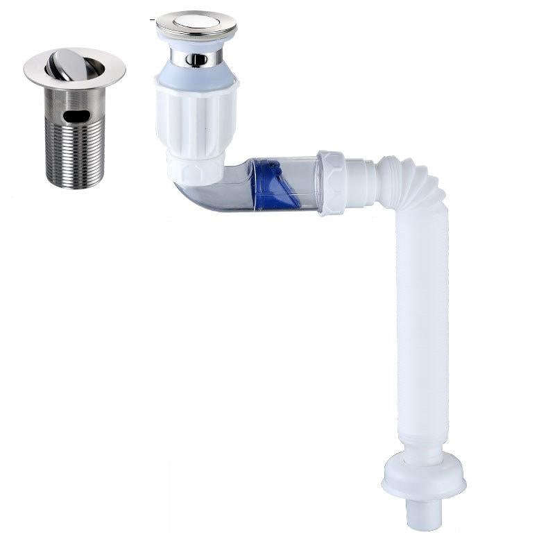 Household Deodorant Washbasin Water Pipe, Style: D White Flap No Basket With Overflow