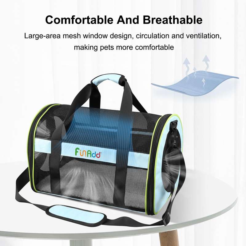 FUNADD Pet Travel Carrier Bag Shoulder Foldable Tote Bag(Blue)