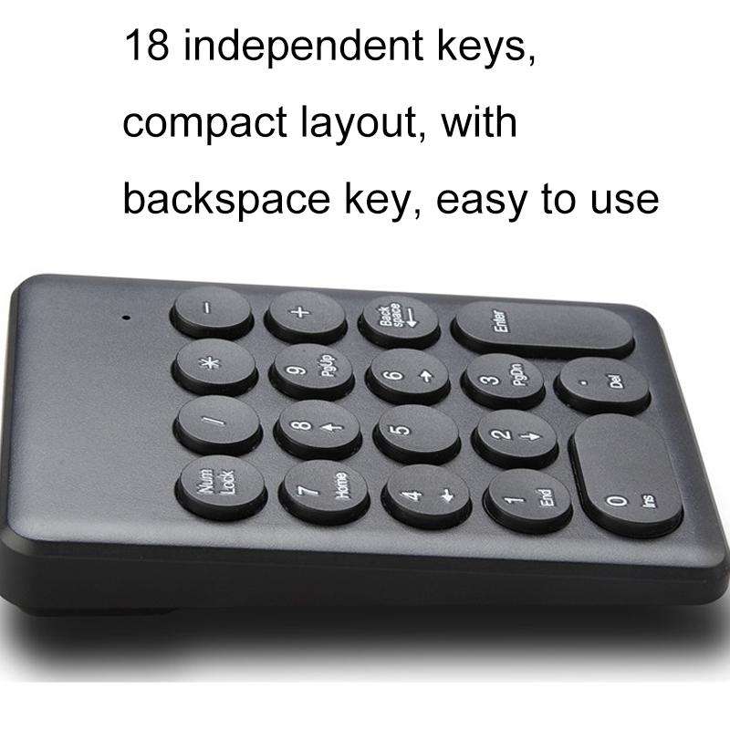 269 18 Keys Wireless Mini Numeric Keypad Accounting Bank Engineering Keypad(Black)