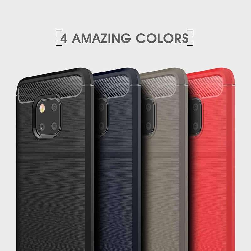 Brushed Texture Carbon Fiber Shockproof TPU Case for Huawei Mate 20 Pro (Navy Blue)