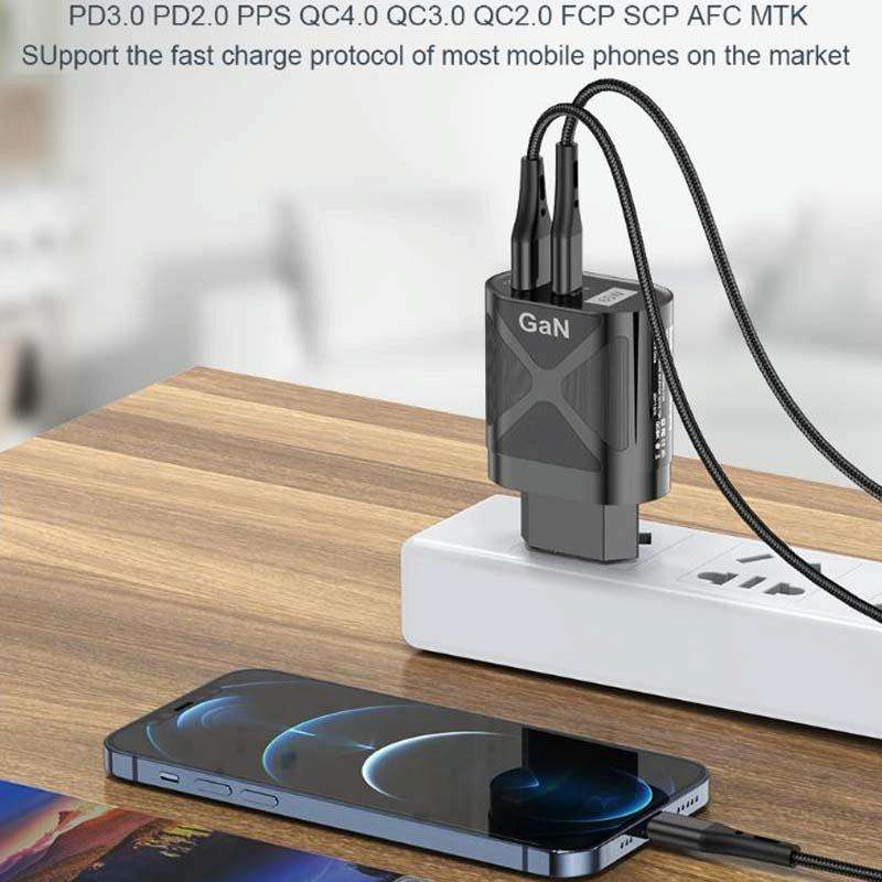 65W GAN PD + QC3.0 Fast Charger Phone Notebook Computer Universal Charging Head, Plug: EU Plug Black