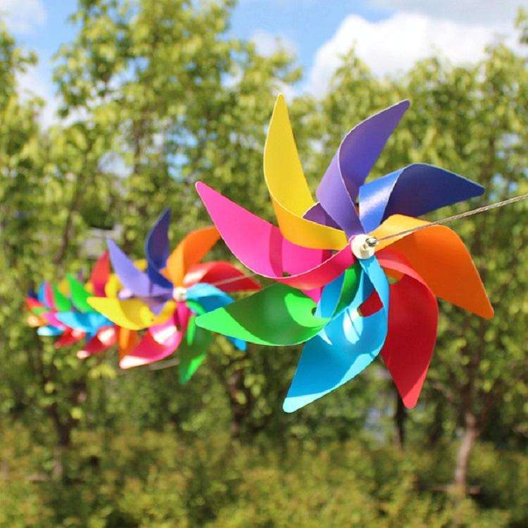 10 PCS Eight-leaf Colorful Plastic Windmill String Garden Outdoor Decoration Children Toys Diamet...