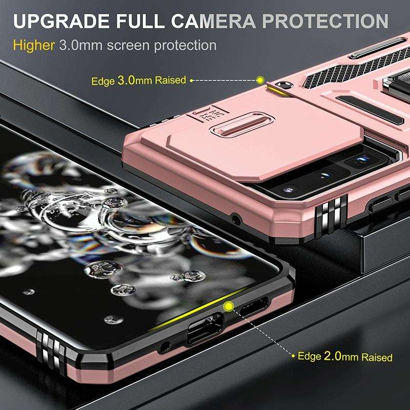For Samsung Galaxy S20 Ultra Armor PC + TPU Camera Shield Phone Case(Rose Gold)