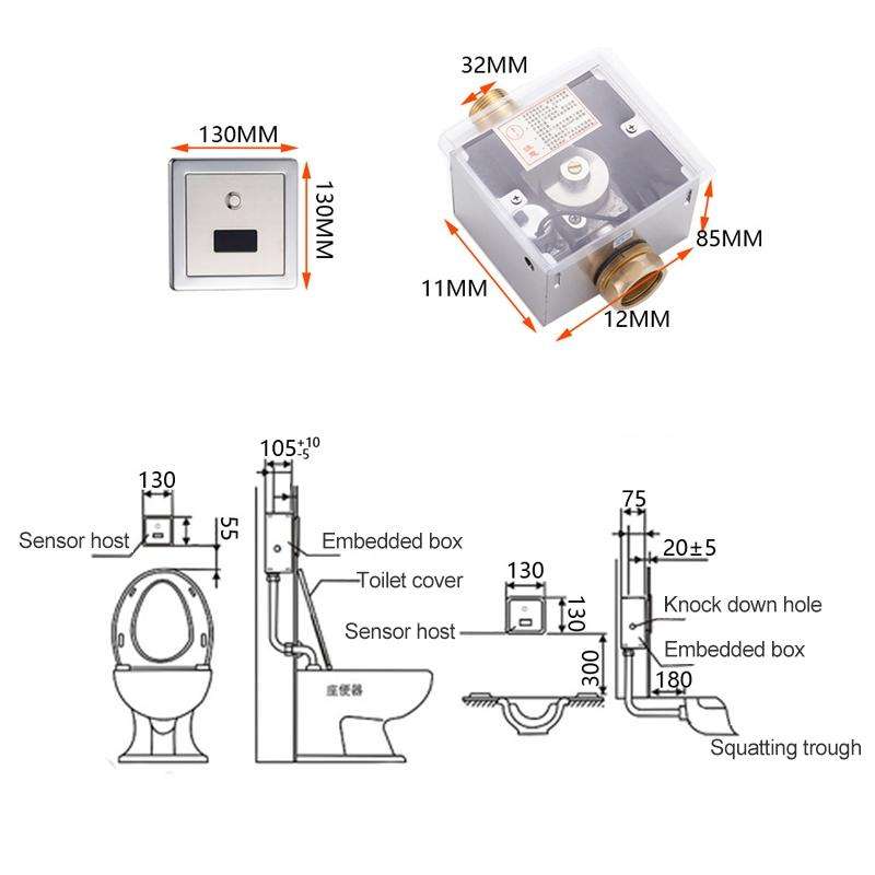 Recessed Wall in Type Flush Valve for Auto-induction Toilet, with Infrared Automatic Function DC AC