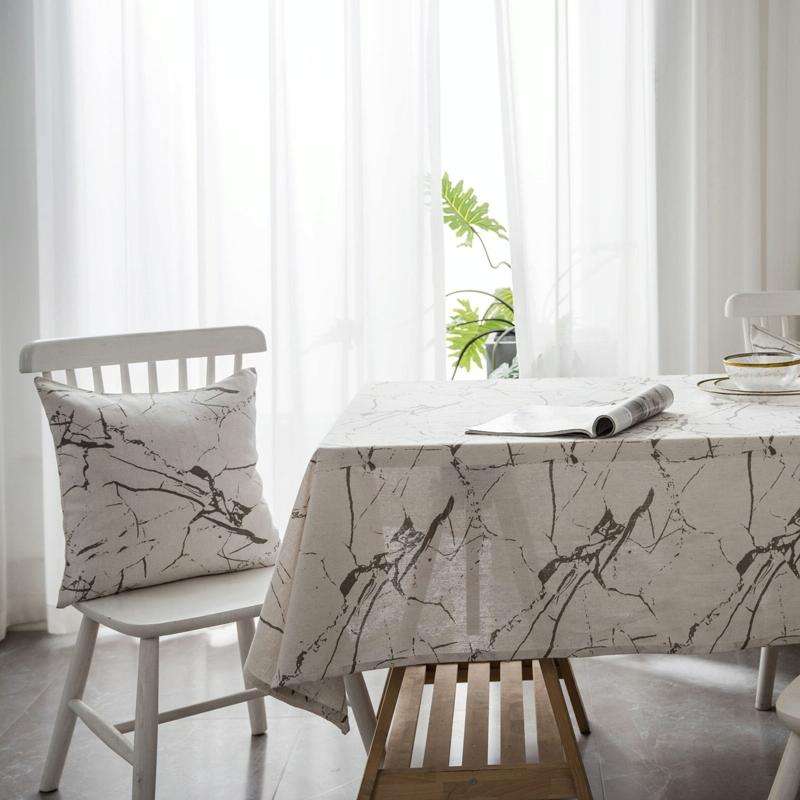 Marble Pattern Minimalist Tablecloth Cover Table Cloth Cotton Linen Dust-proof Cabinet Cloth, Siz...