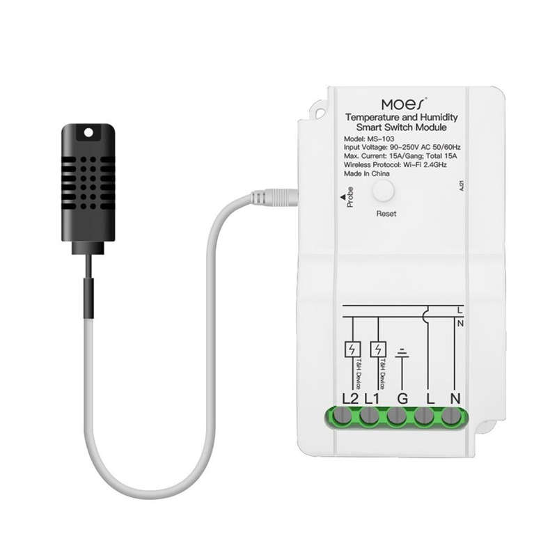 WiFi Switch Module+Temperature and Humidity Probe Tuya Dual-way Temperature and Humidity Switch T...