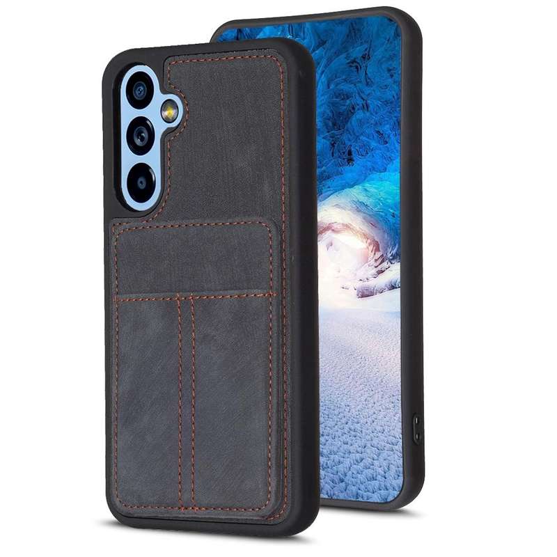 For Samsung Galaxy A54 5G BF28 Frosted Card Bag Phone Case with Holder(Black)
