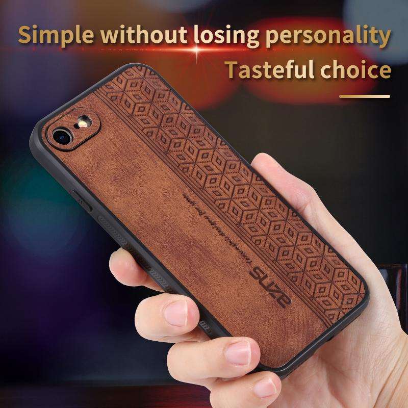 For iPhone SE 2022 / SE 2020 / 8 / 7 AZNS 3D Embossed Skin Feel Phone Case(Brown)