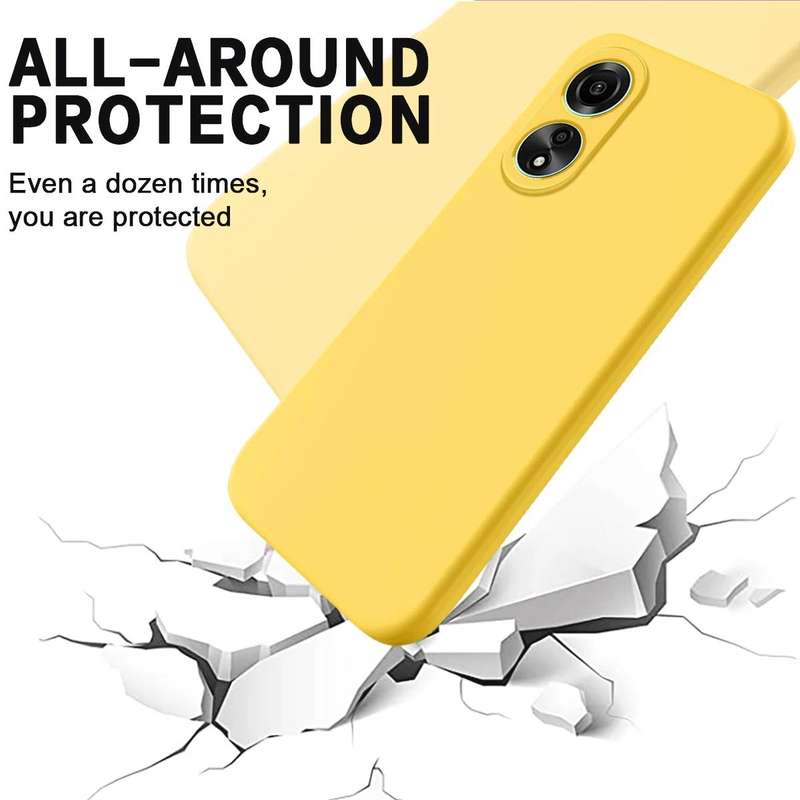 For OPPO A58 4G Pure Color Liquid Silicone Shockproof Phone Case(Yellow)