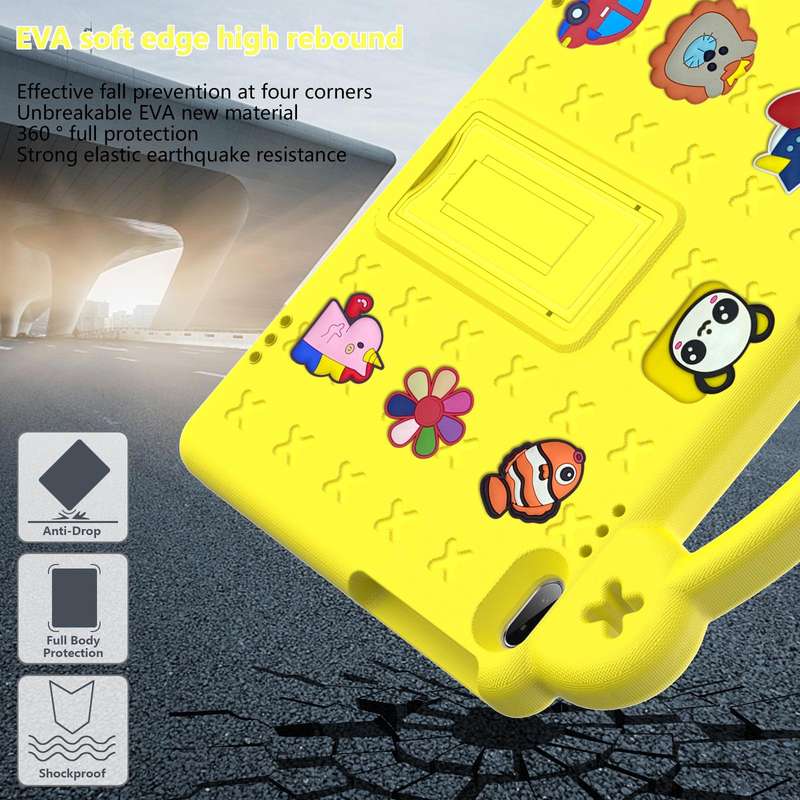For Huawei MediaPad T5 10.1 Handle Kickstand Children EVA Shockproof Tablet Case(Yellow)