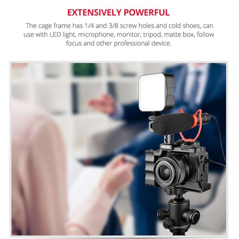 YELANGU C14 YLG0714A Video Camera Cage Stabilizer with Handle for Canon EOS M50(Black)