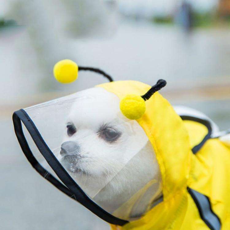 Pet Cartoon Pattern Waterproof All-inclusive Four-leg Raincoat, Size:XL(Yellow Bee)