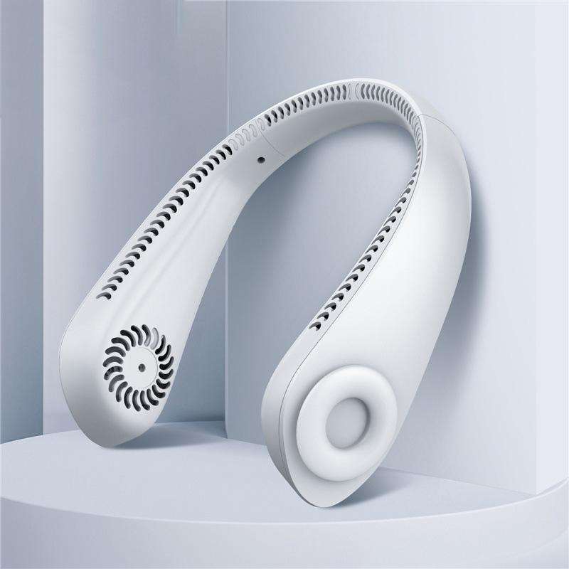 Four-Way Air Outlet Quickly Cools Down Portable Hanging Neck USB Fan(White)