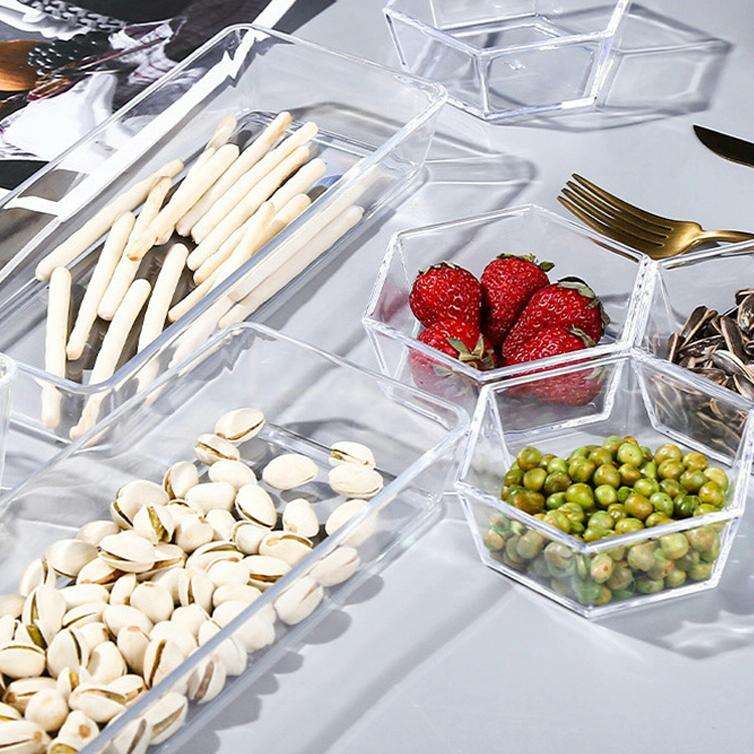 2 PCS Geometric Snack Plate, Style: Quadrilateral (Transparent)