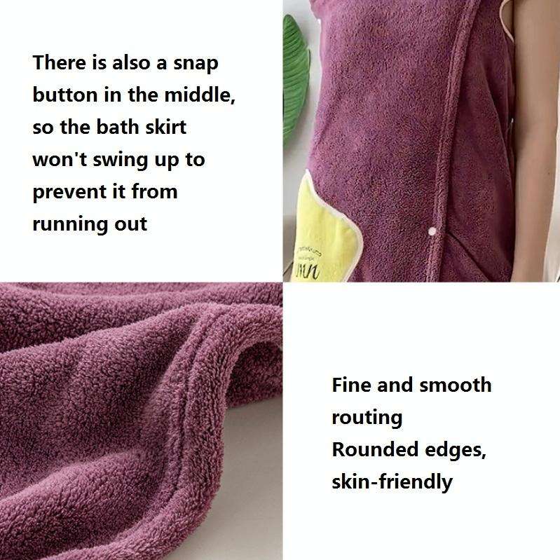 Coral Fleece Wearable Household Bath Skirt Soft Absorbent,Quick-Drying Non-Linting Bath Towel, Si...
