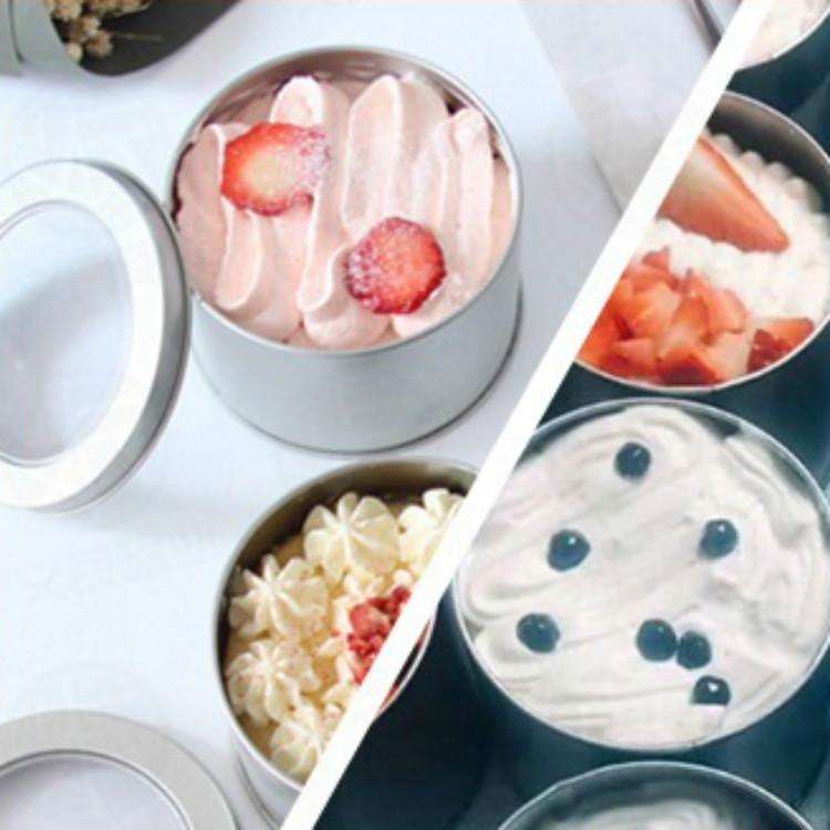 Deep Round Skylight Transparent Window Top Cover Tin Box Food Tea Can Baking Cake Box, Size:9cm x...