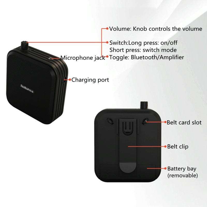 Rolton K600 7.4V Bluetooth Audio Speaker Megaphone Voice Amplifier Without Transmitter(Black)