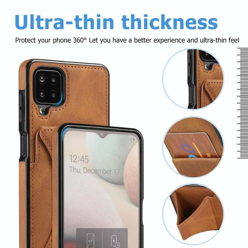 For Samsung Galaxy A12 Ultra-thin Shockproof Protective Case with Holder(Brown)