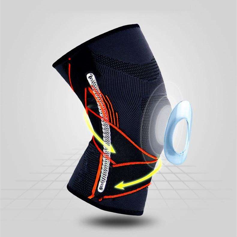 Sports High Elastic Shockproof Non-slip Silicone Knee Support Guards with Pressure Strip Size: XL
