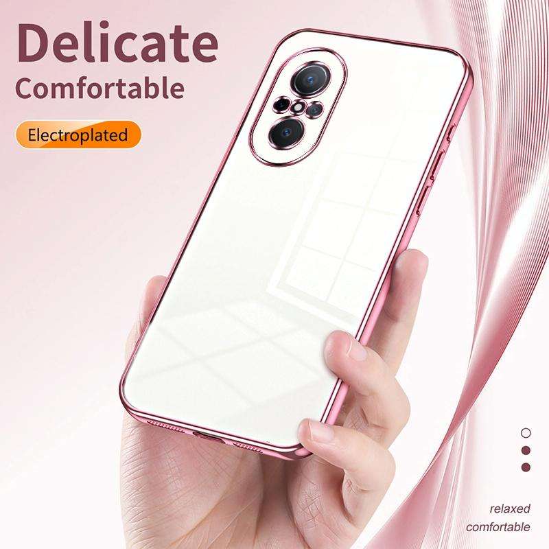 For Huawei nova 9 SE Transparent Plating Fine Hole Phone Case(Blue)