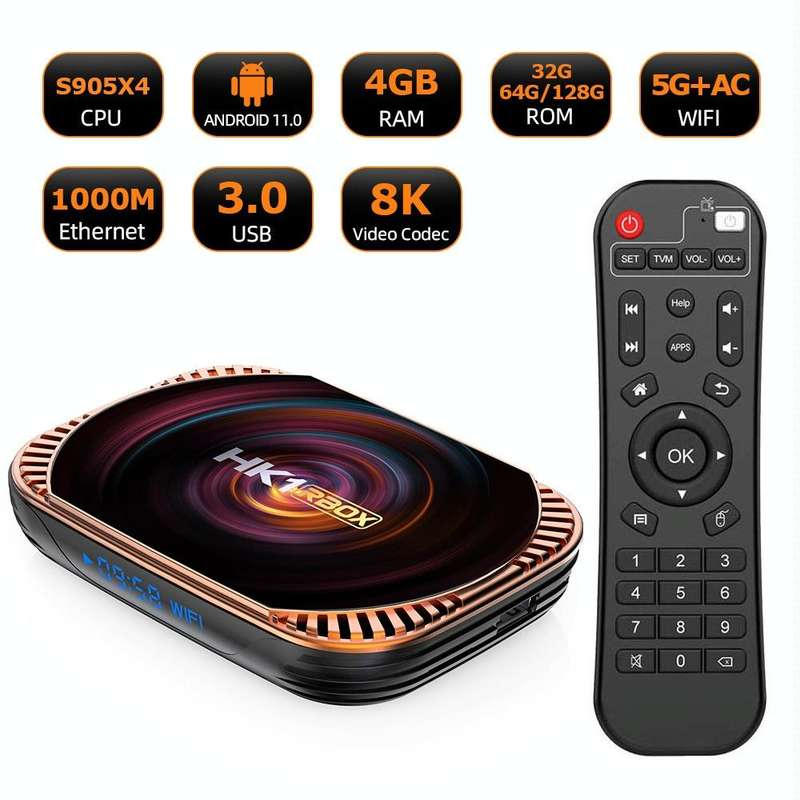 MECOOL HK1RBOX X4 4K TV Box, Android 11 Amlogic S905X4 CPU with RC 4GB+128GB(EU Plug)