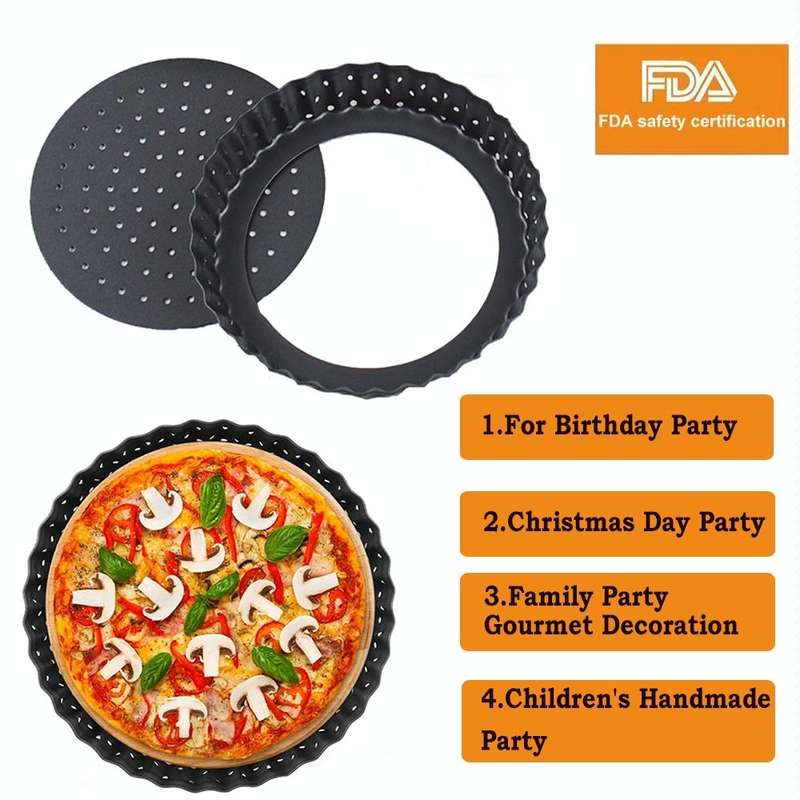 BM1075 Perforated Pizza Pan Kitchen Carbon Steel Non-stick Fruit Pie Mould Bakeware, Specificatio...