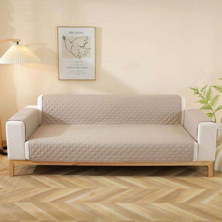 Double-sided Waterproof Pet Cushion Diamond Pattern Sofa Cover, Size:55x196cm(Khaki)