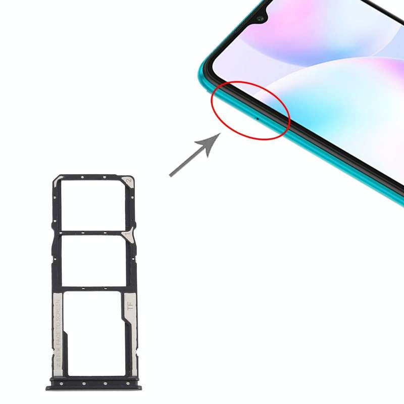 SIM Card Tray + SIM Card Tray + Micro SD Card Tray for Xiaomi Redmi 9A/Redmi 9C(Black)