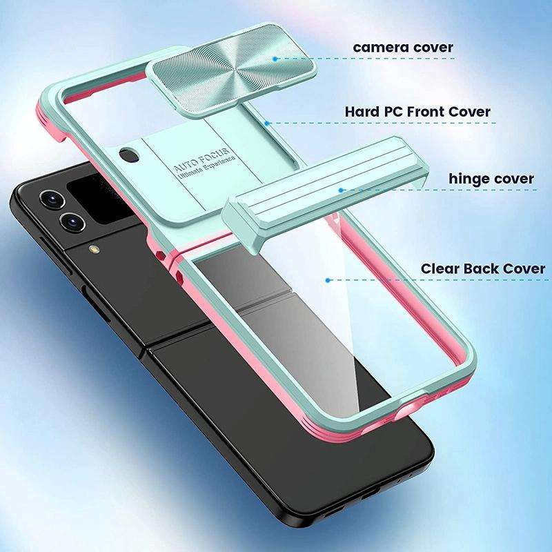For Samsung Galaxy Z Flip4 360 Full Body Sliding Camshield Phone Case(Black)