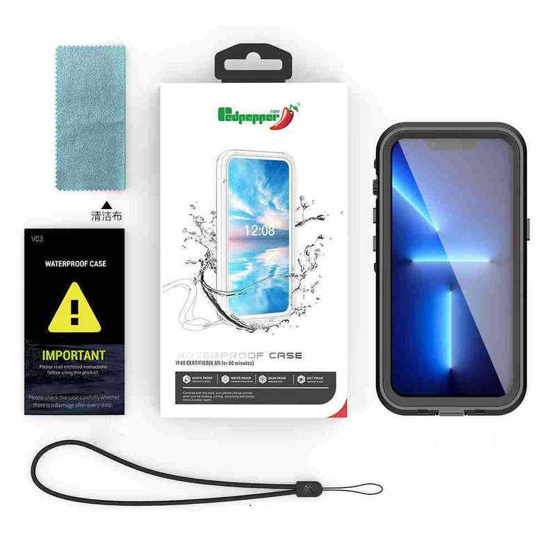 For iPhone 15 RedPepper IP68 Waterproof MagSafe Phone Case(Black)