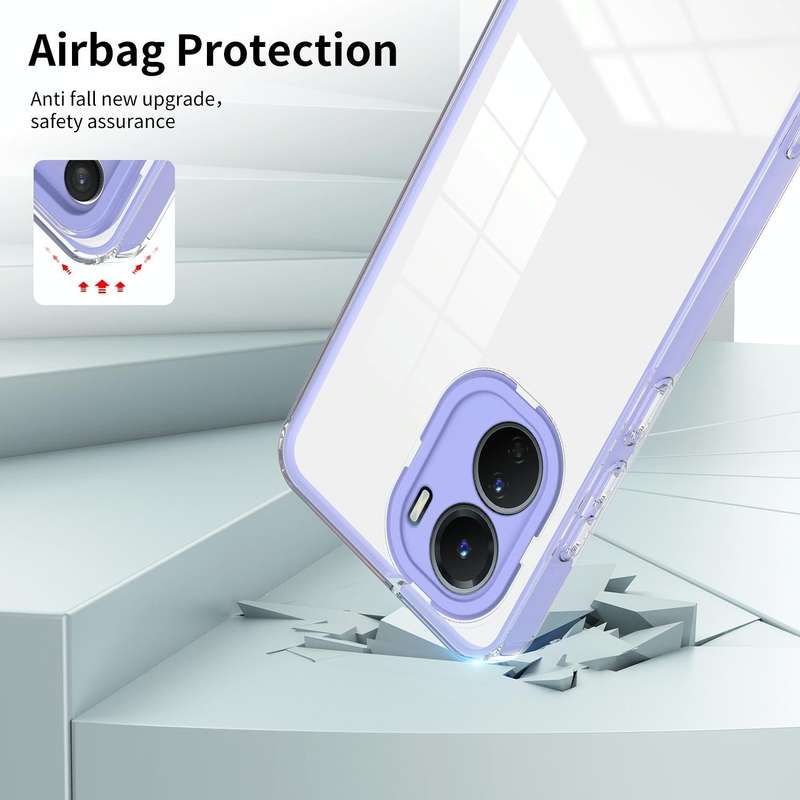 For vivo Y16 3 in 1 Clear TPU Color PC Frame Phone Case(Purple)
