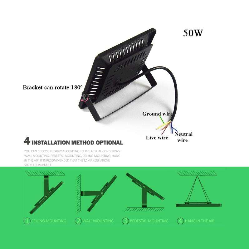 50W Ultra-Thin LED Plant Light, Full Spectrum COB Growth Light, Vegetable, Fruit & Flower Greenho...