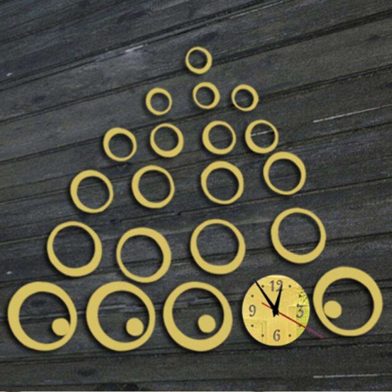 Wall Clock 3D Three-dimensional Acrylic Fashion Mirror Wall Stickers Clock DIY Circle Combination...
