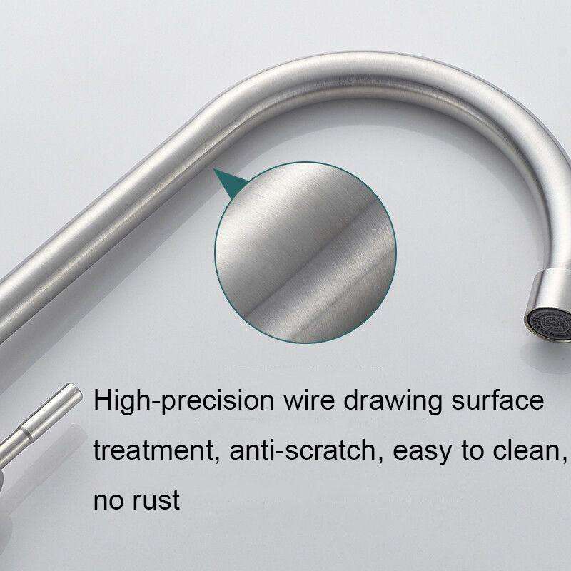 304 Stainless Steel Kitchen Rotatable Sink Faucet(60cm Pipe+Single Cold Curve)