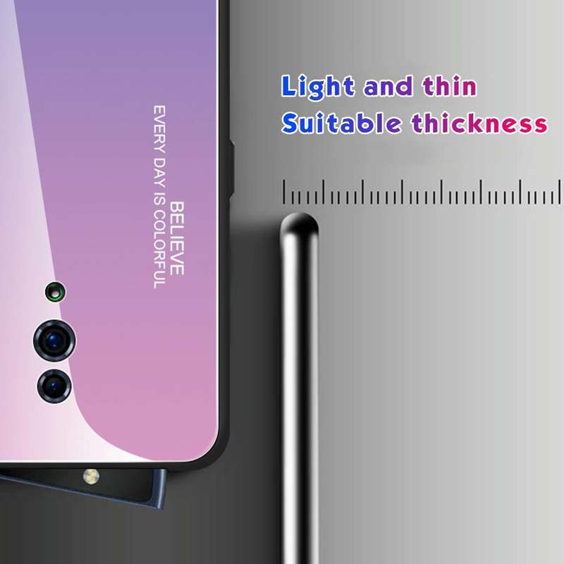For OPPO Reno Gradient Color Glass Case(Blue)