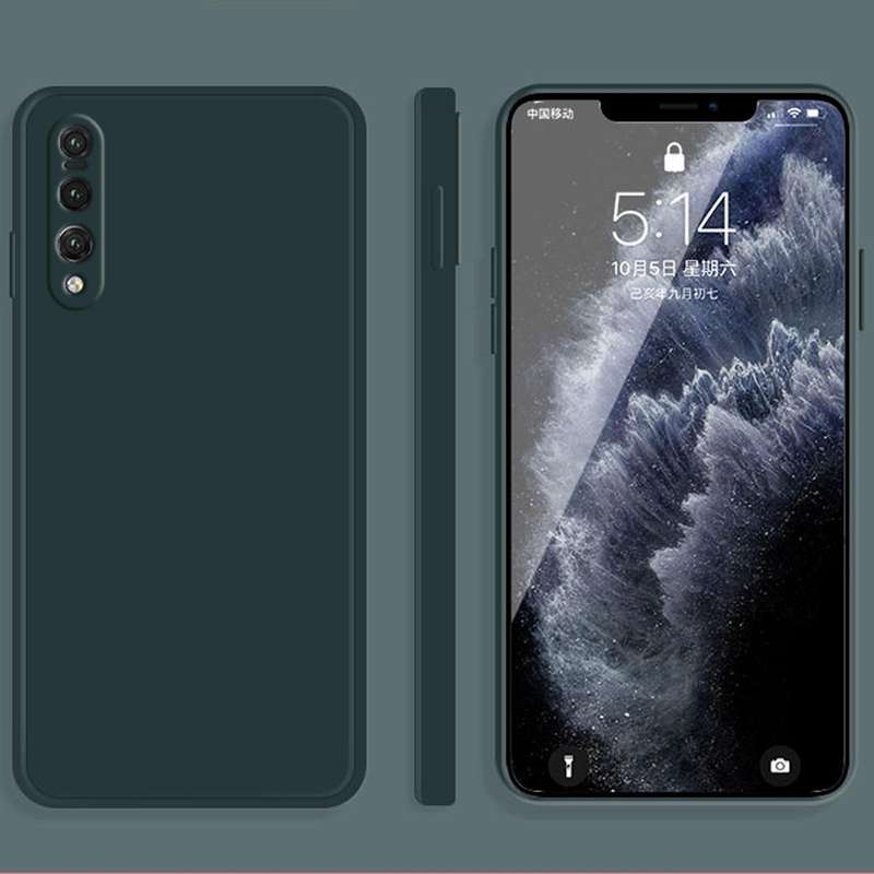 For Huawei P20 Pro Solid Color Imitation Liquid Silicone Straight Edge Dropproof Full Coverage Pr...