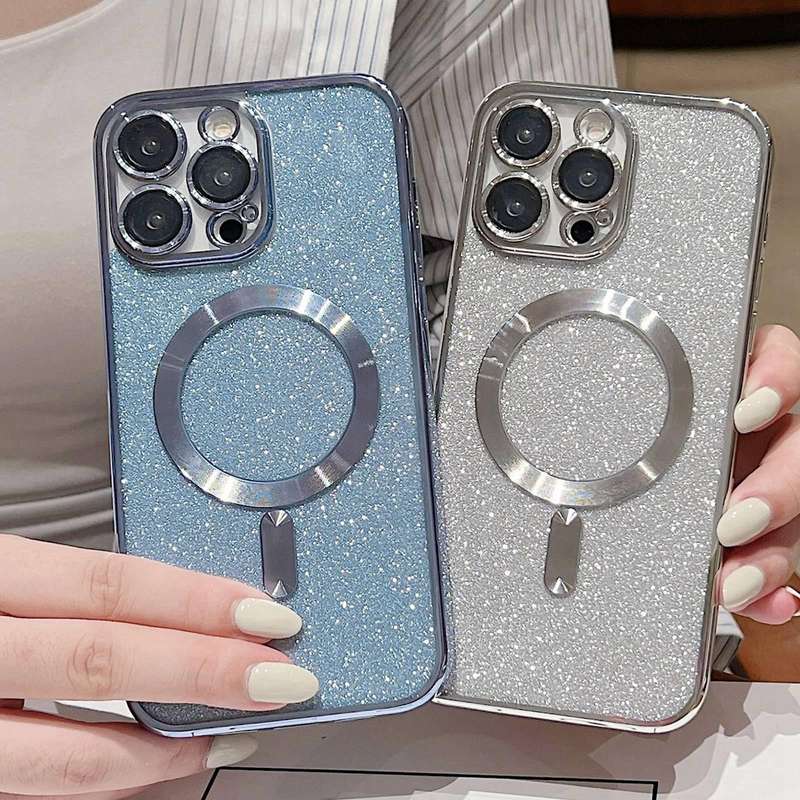 For iPhone 12 Pro Max MagSafe Glitter Electroplating TPU Phone Case(Black)