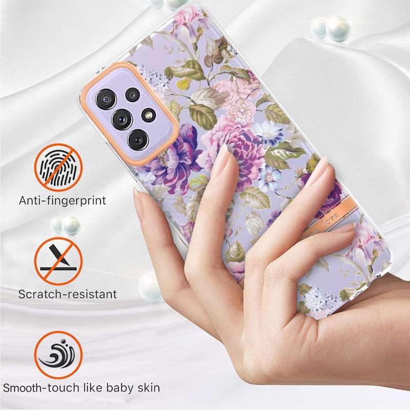 For Samsung Galaxy A72 5G / 4G Flowers and Plants Series IMD TPU Phone Case(Purple Peony)