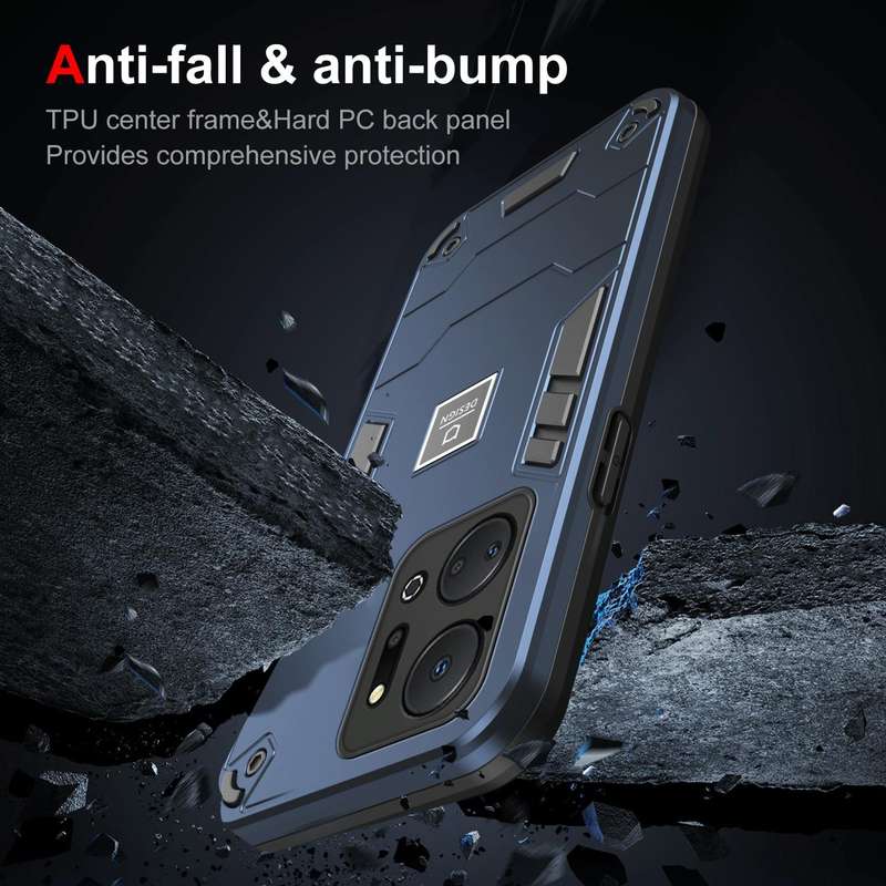 For Honor X7a 2 in 1 Shockproof Phone Case(Blue)