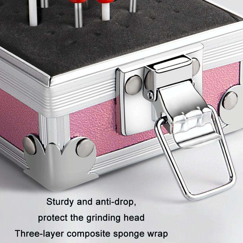 Nail Polishing Head 25 Holes Display Stand Dustproof Storage Box(Pink)